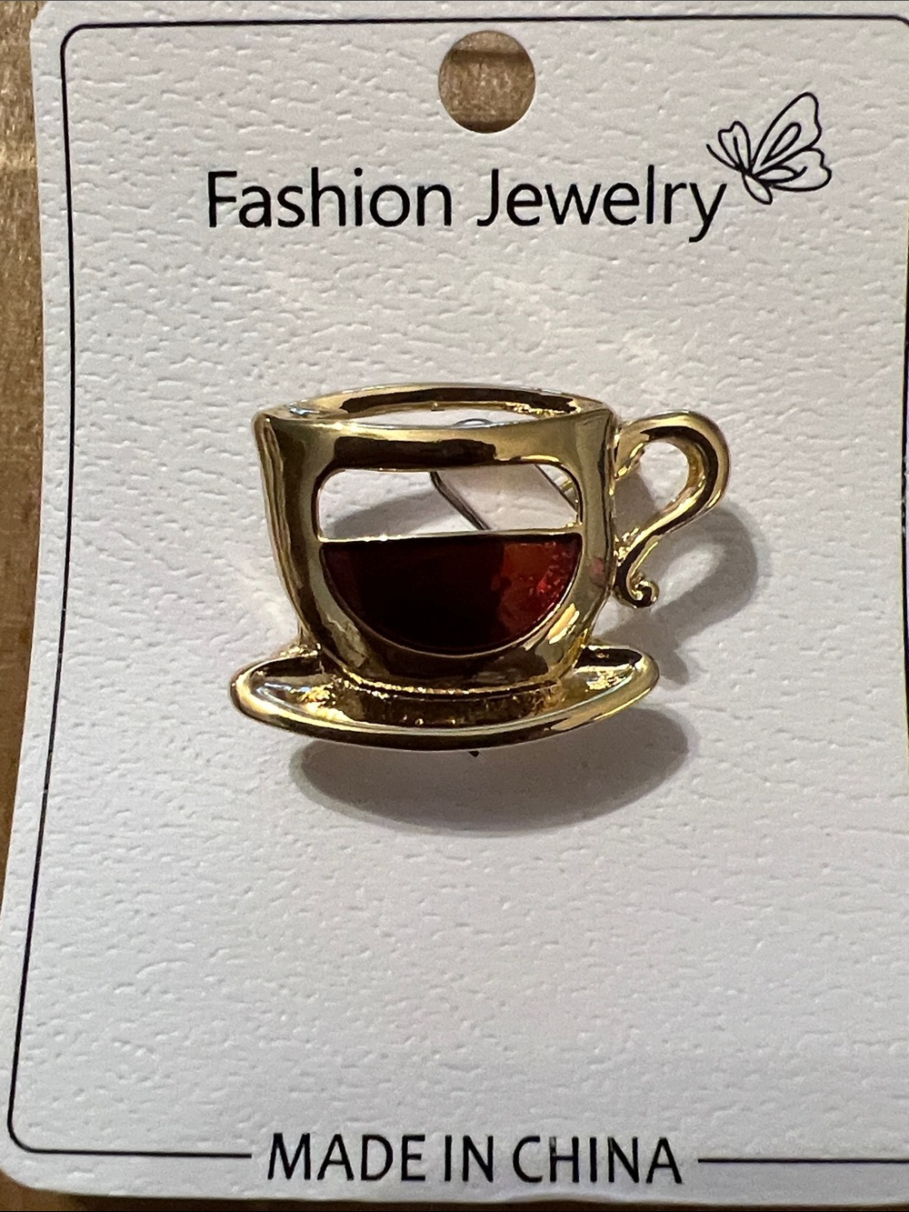 3/$18 Fashion Jewelry Teacup/Coffee Cup Brooch with Brown Accent Lot 398